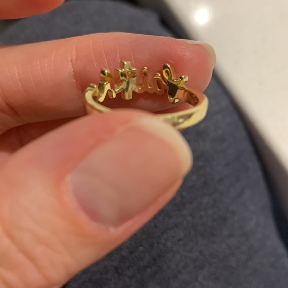 Faith gold plated ring, cubic zirconia, size 6 - Picture 4 of 5